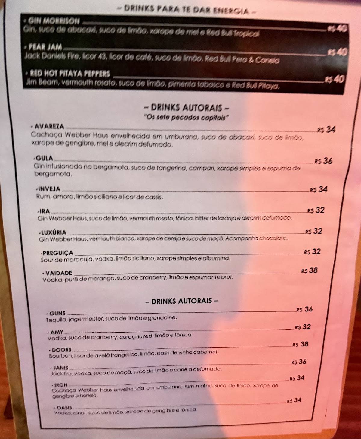 Sete Gastropub cardápio