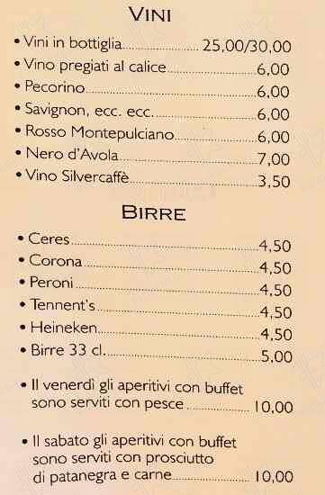 Menu di Silver Caffè 