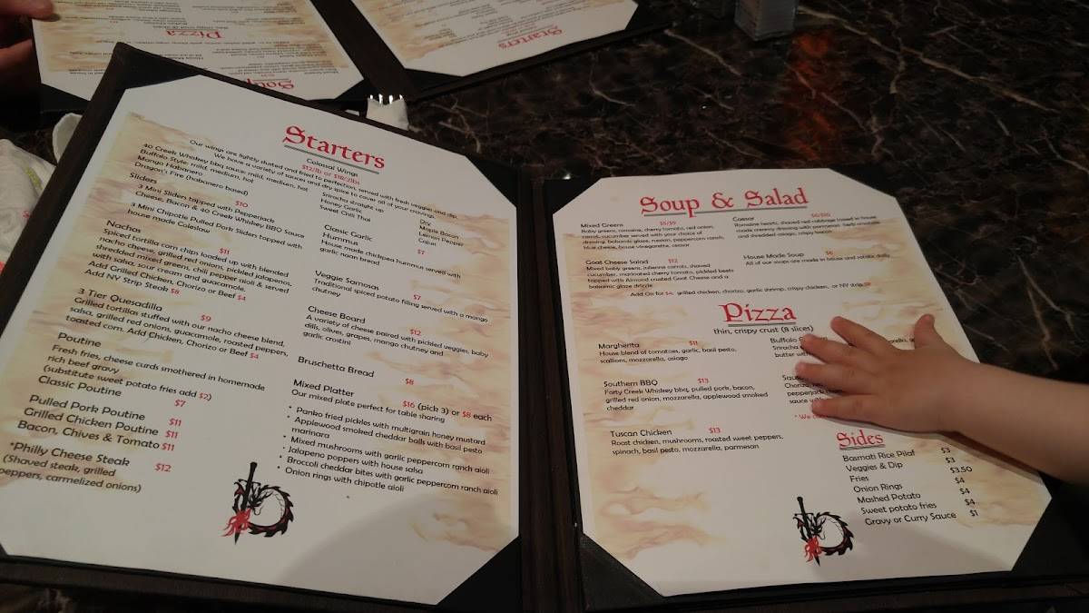 Menu at The Dragon Sports Bar., Brant