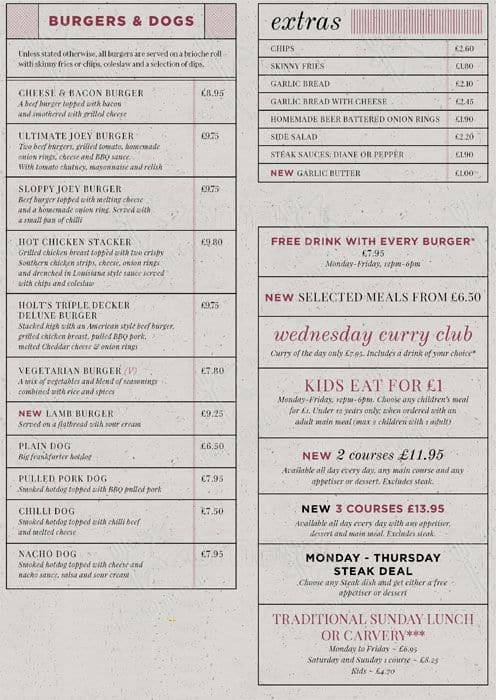 The Woodthorpe menu