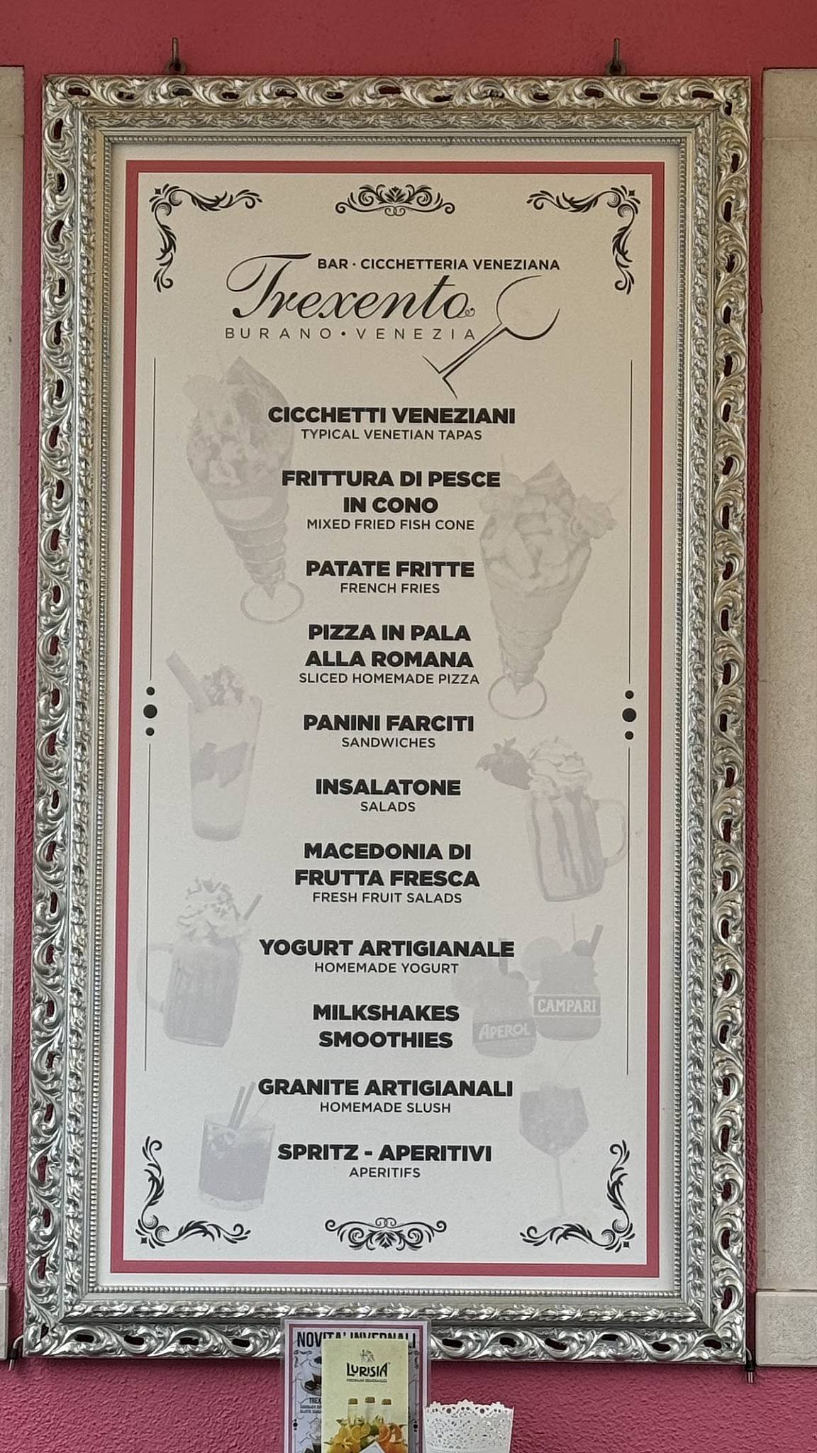 Menu di Trexento 