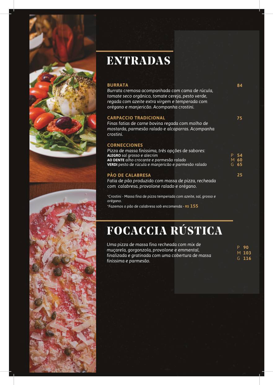 Valentina Pizzaria Asa Sul cardápio