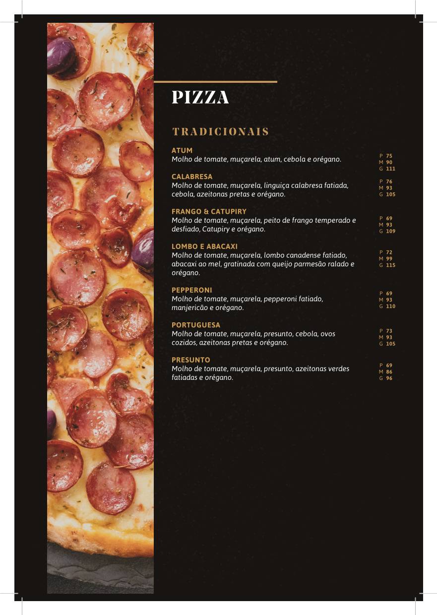 Valentina Pizzaria Asa Sul cardápio