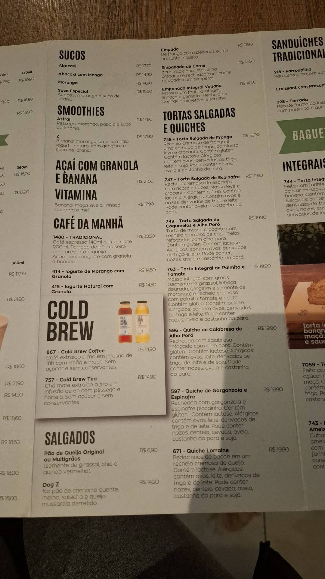 Z Café Padre Chagas cardápio