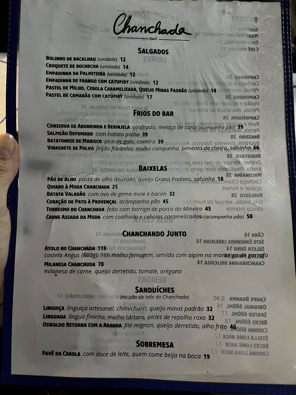 Chanchada Bar cardápio