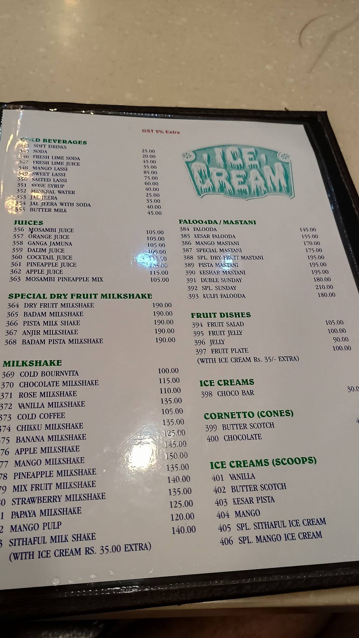 Gandharv Restaurant menu