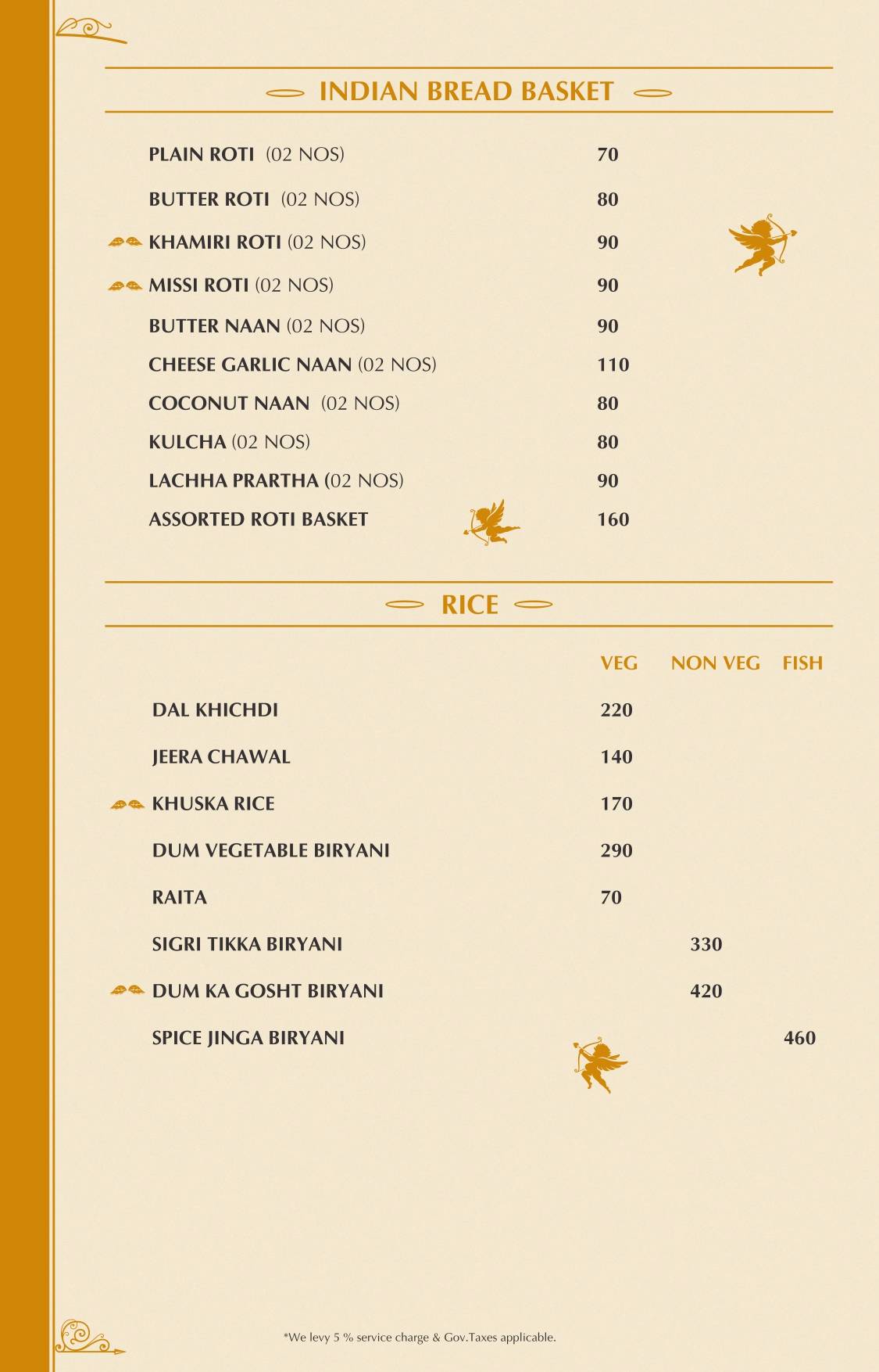 Heaven Rooftop & Club menu