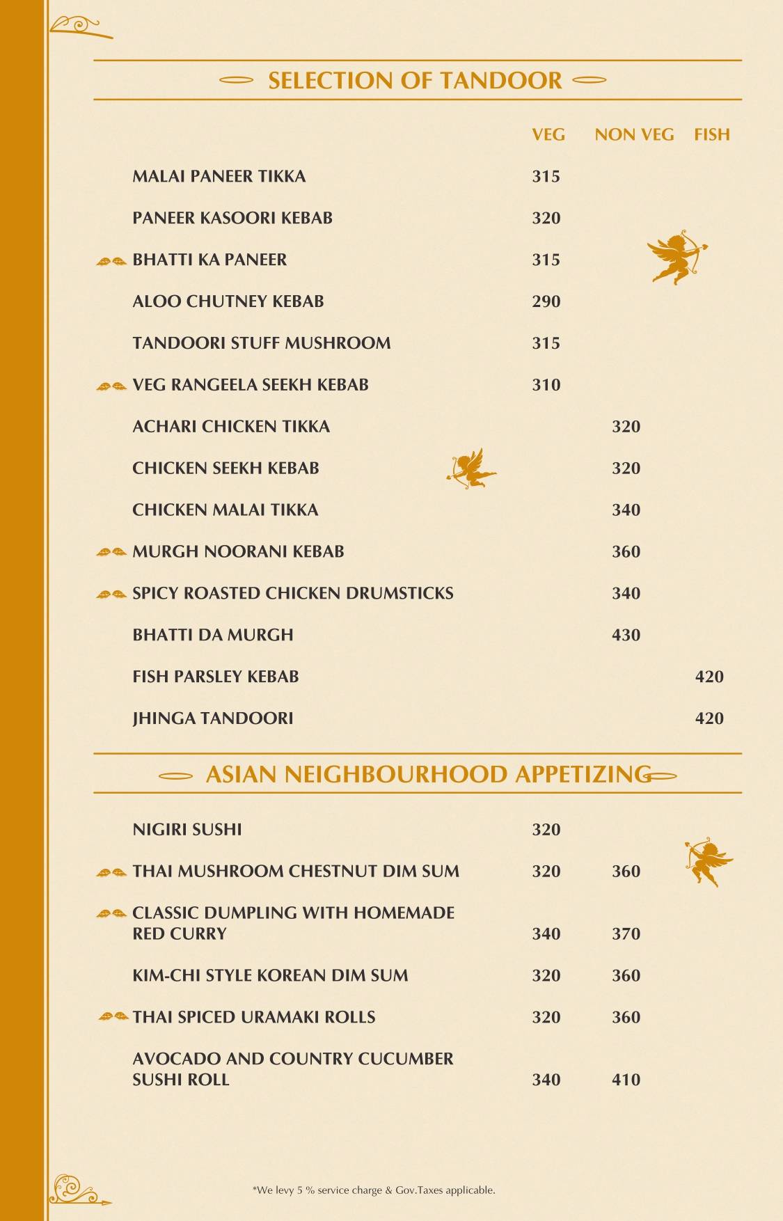 Heaven Rooftop & Club menu