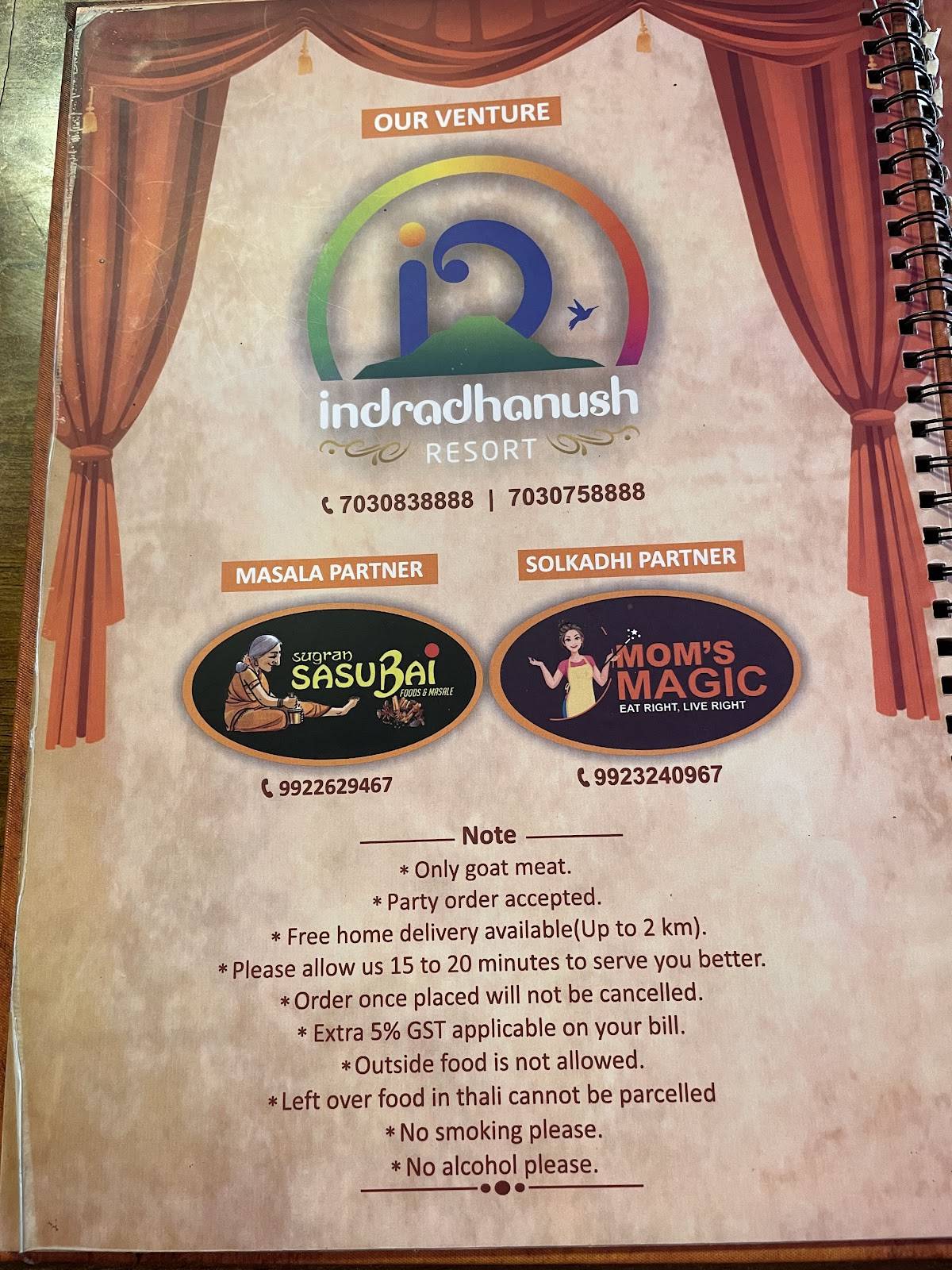 Hotel Wada By Gavran Tadka menu