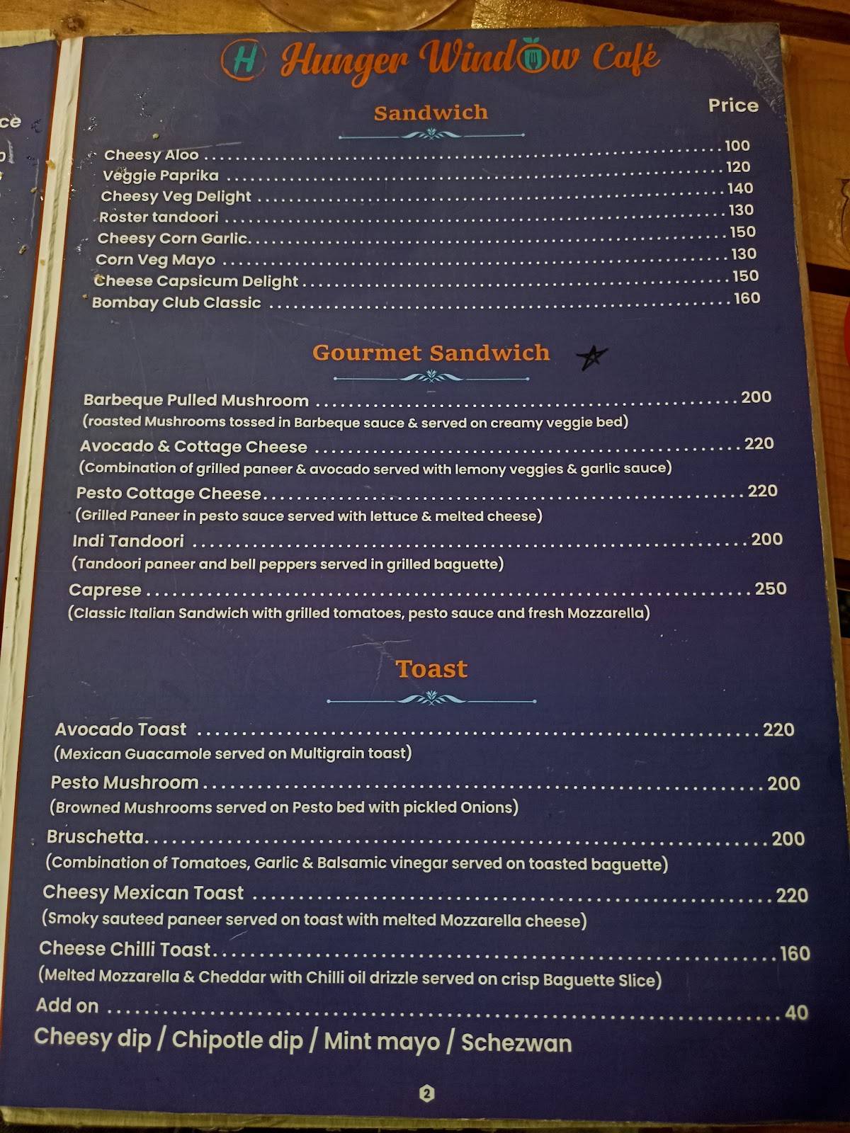 Hunger Window menu