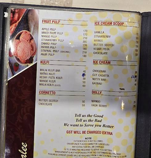 Panchali (Pure Veg) menu