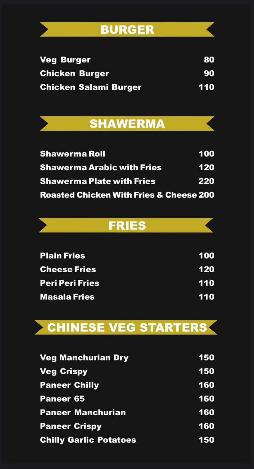 Sufis de cafe menu