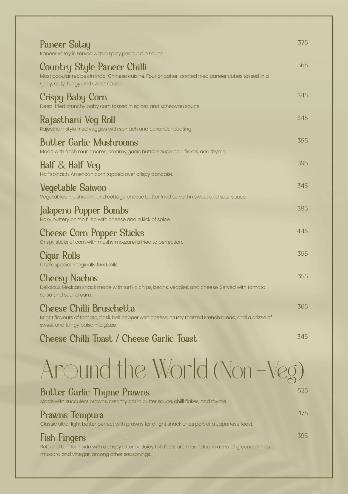 Tatini - Poolside Bar and Kitchen menu