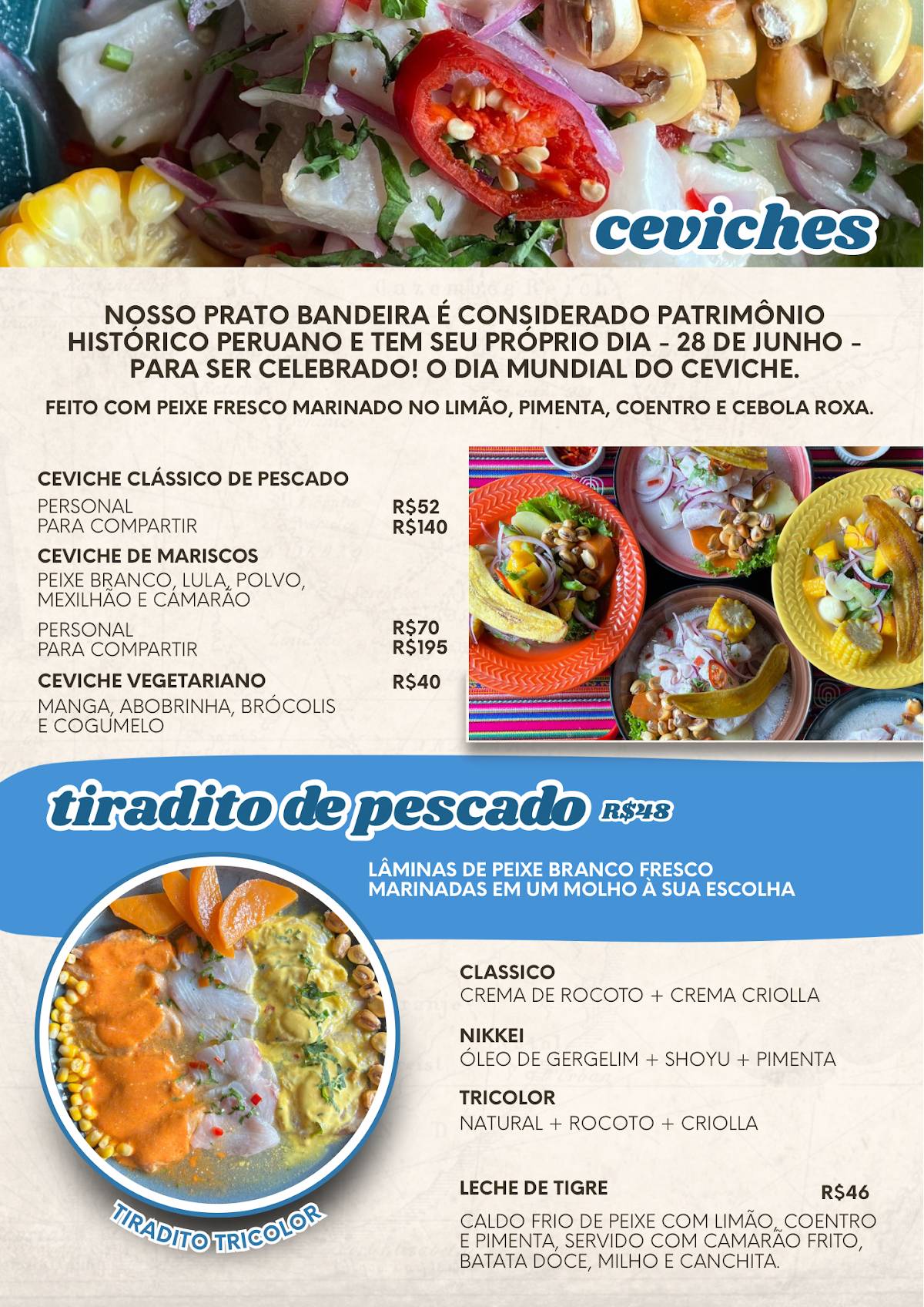 Punto Peru Culinária Peruana cardápio