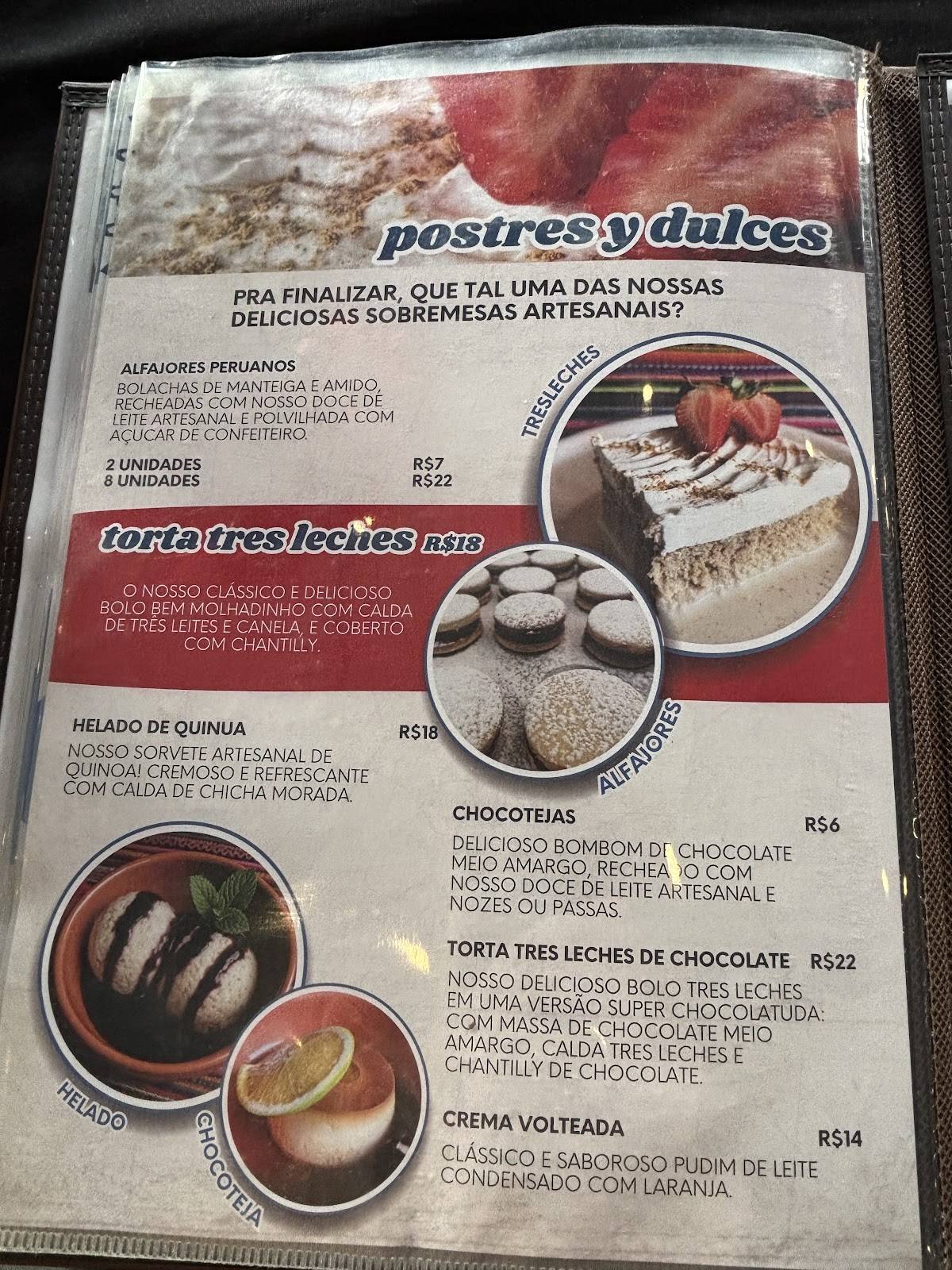 Punto Peru Culinária Peruana cardápio