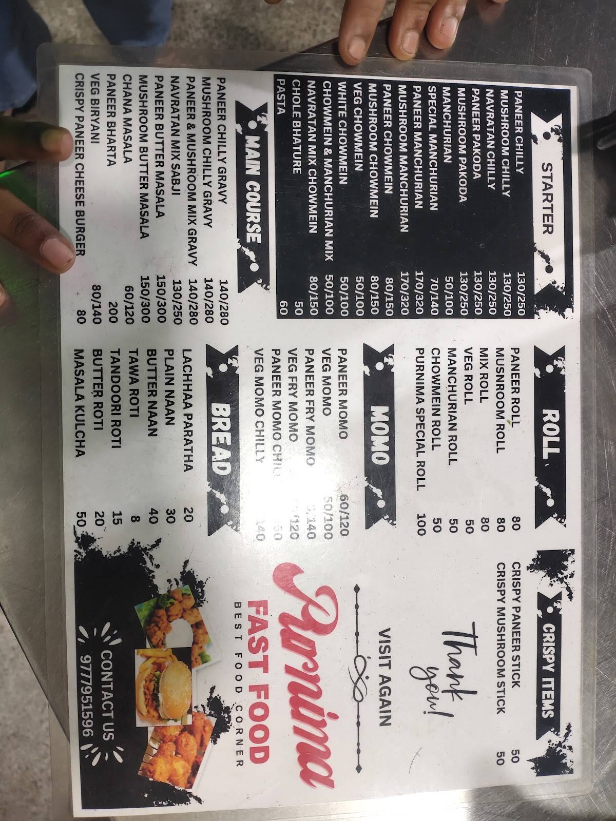Purnima Fast Food menu