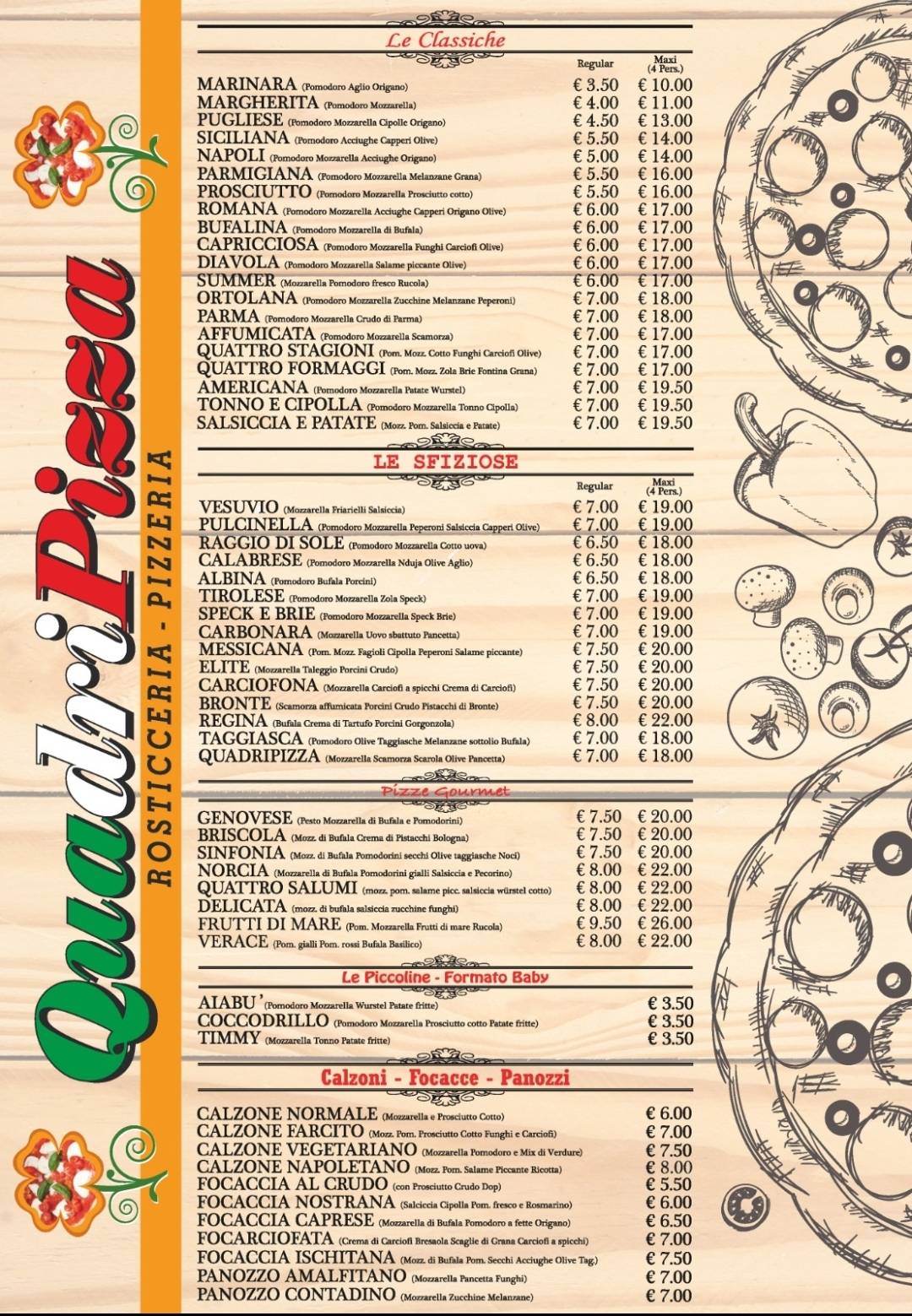 Menu di Quadripizza 