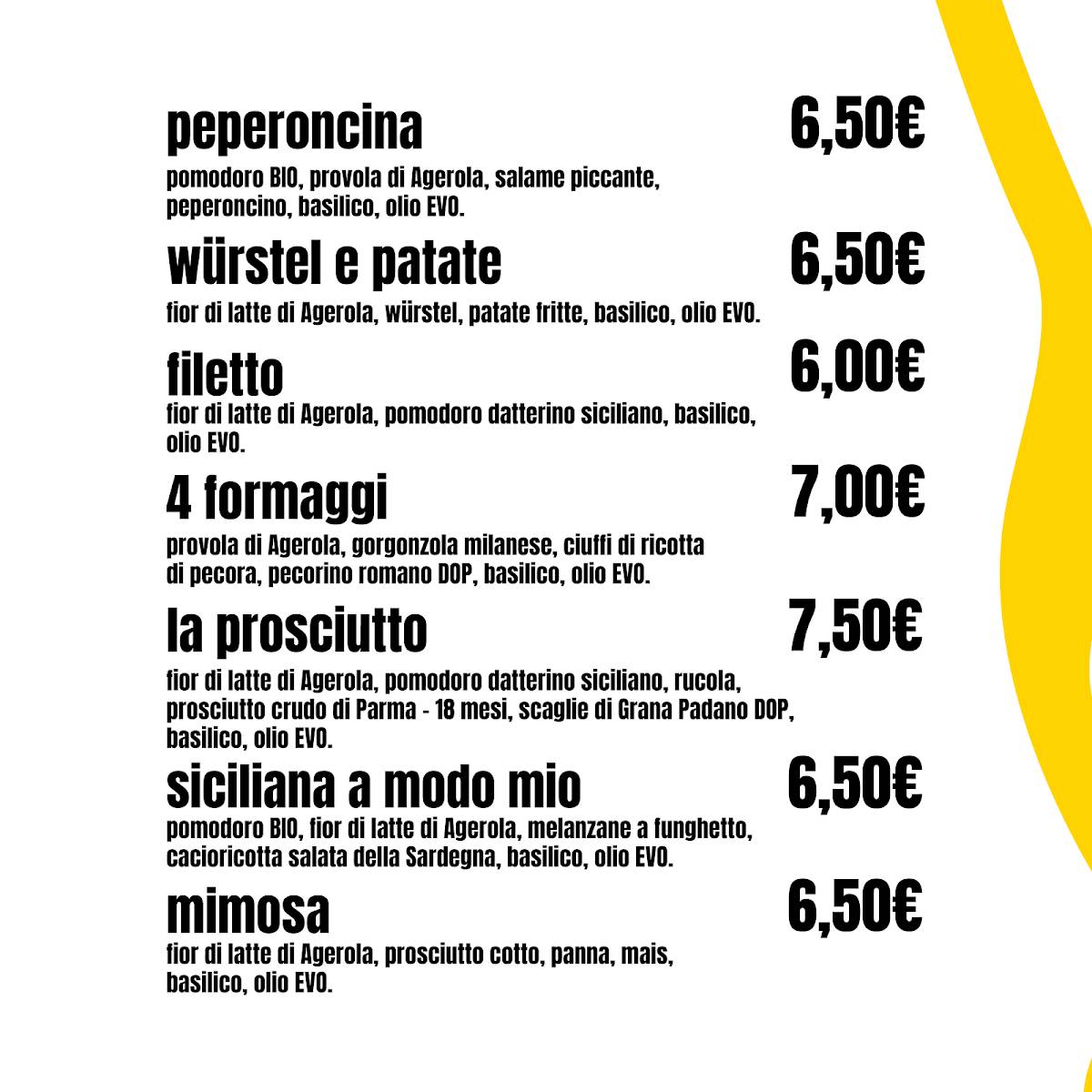 Menu di Pizzeria Fariná 
