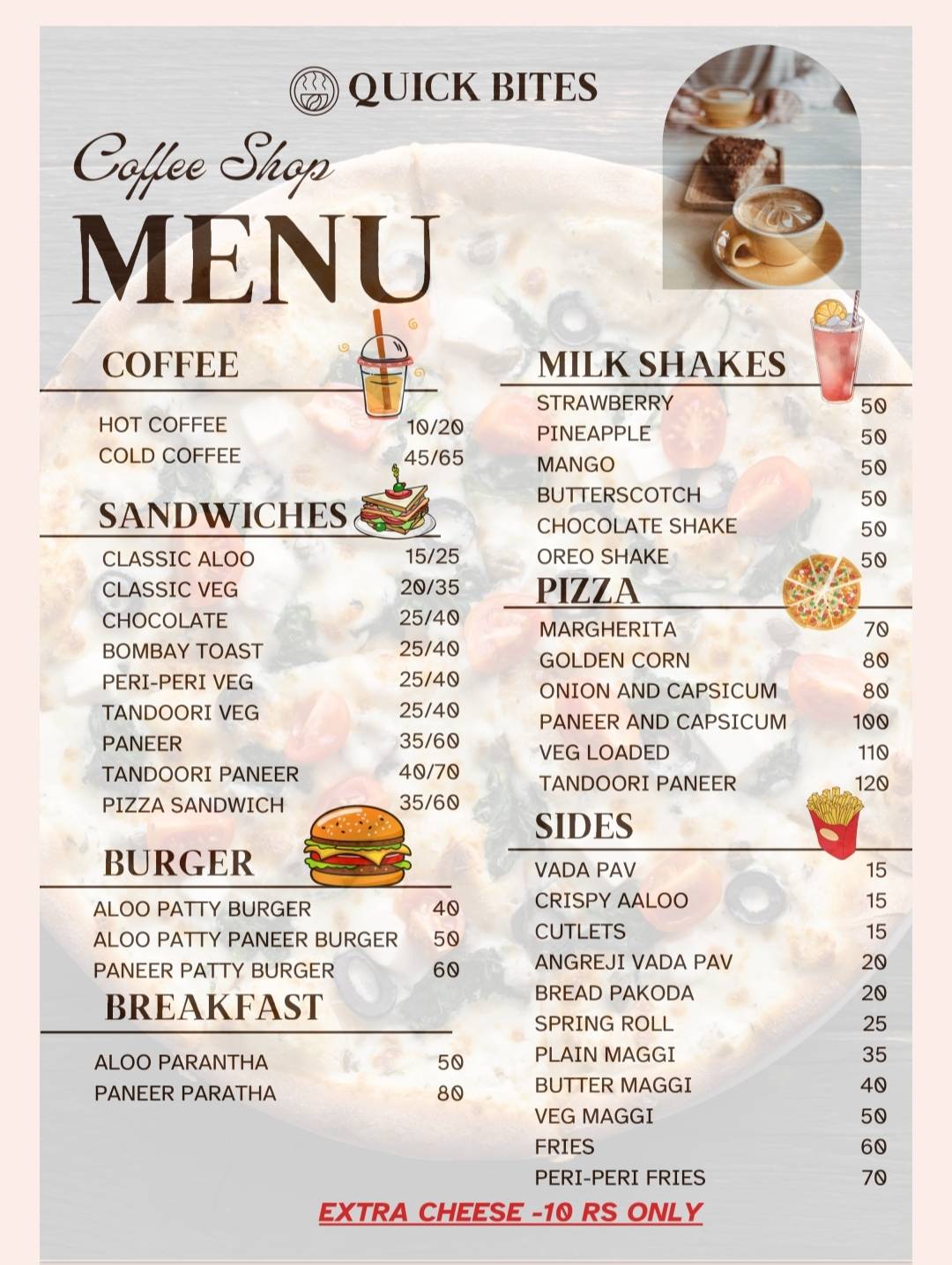 Quick Bites menu