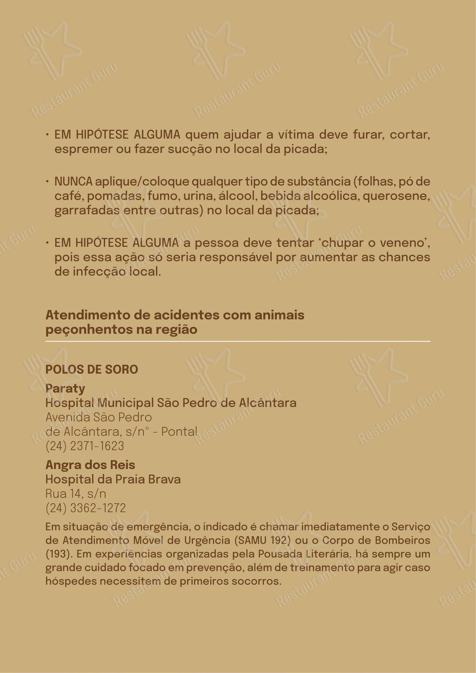 Quintal das Letras em Paraty - Menu bar