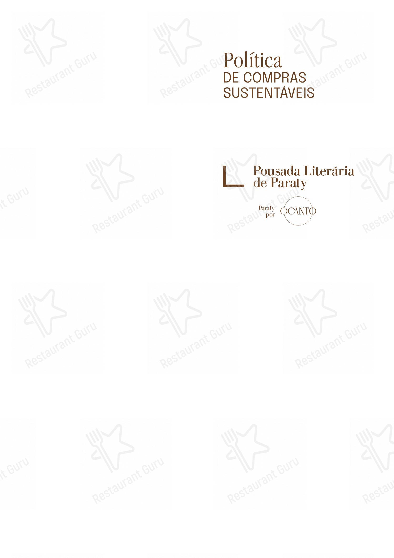 Quintal das Letras em Paraty - Menu