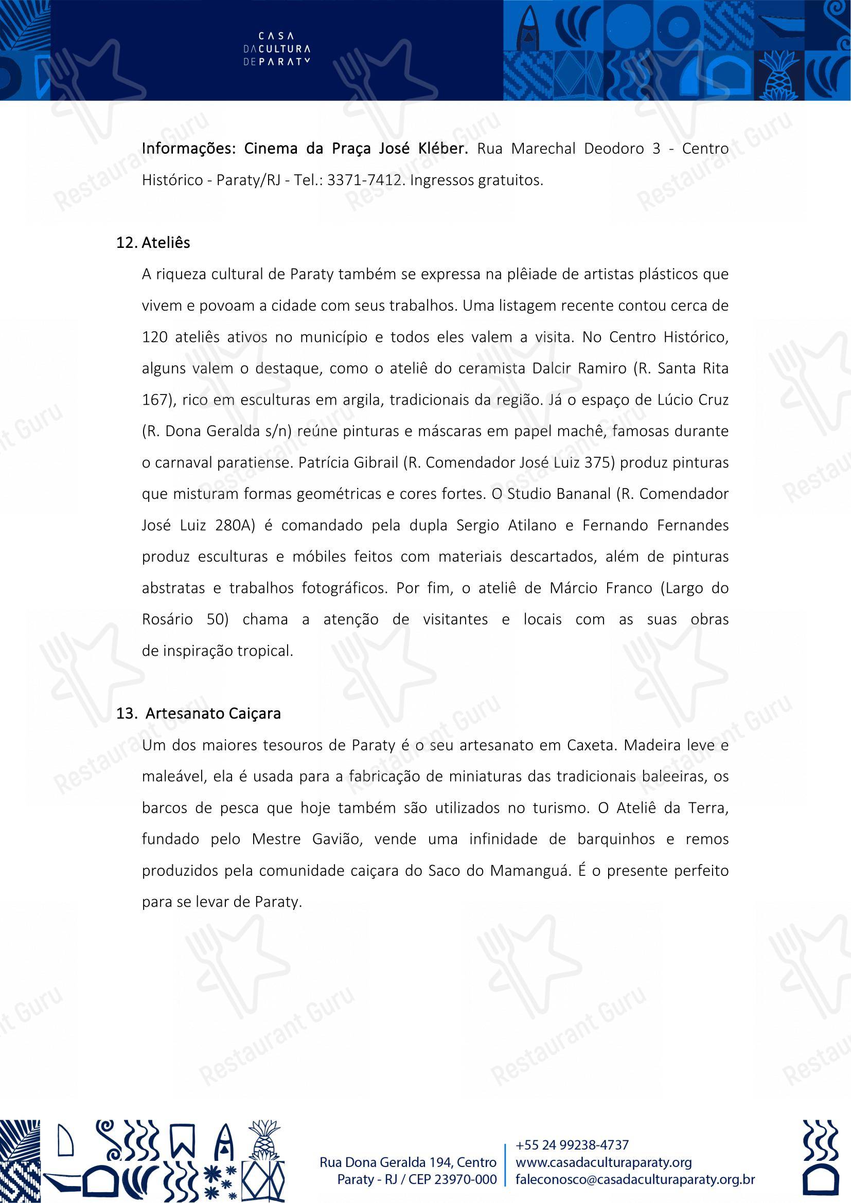 菜单 para Quintal das Letras restaurante