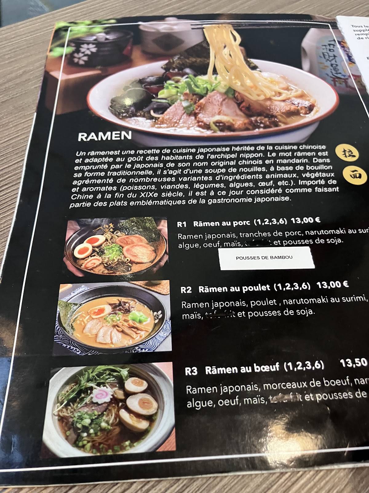 Menu de RAMEN HOUSE