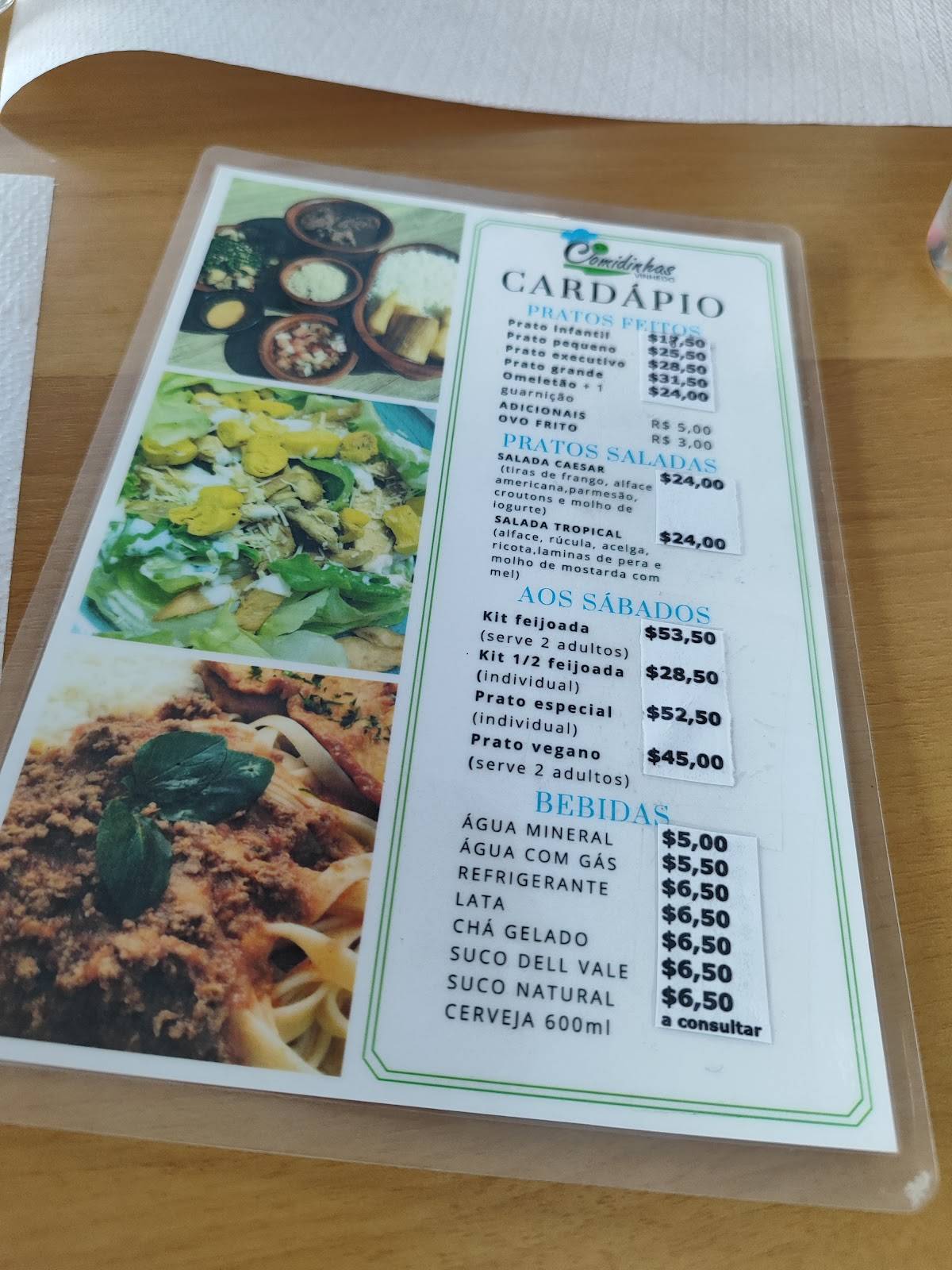 Restaurante Comidinhas cardápio