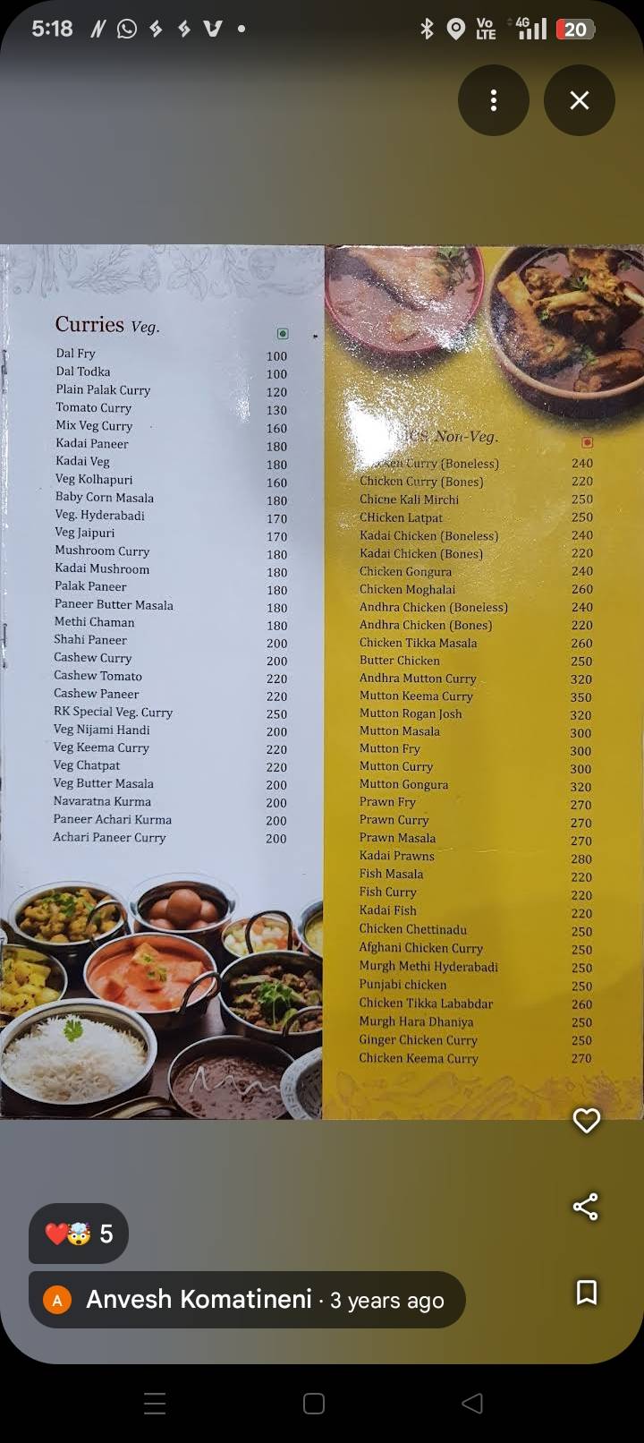 RK GRAND Family Restaurant Podili. menu