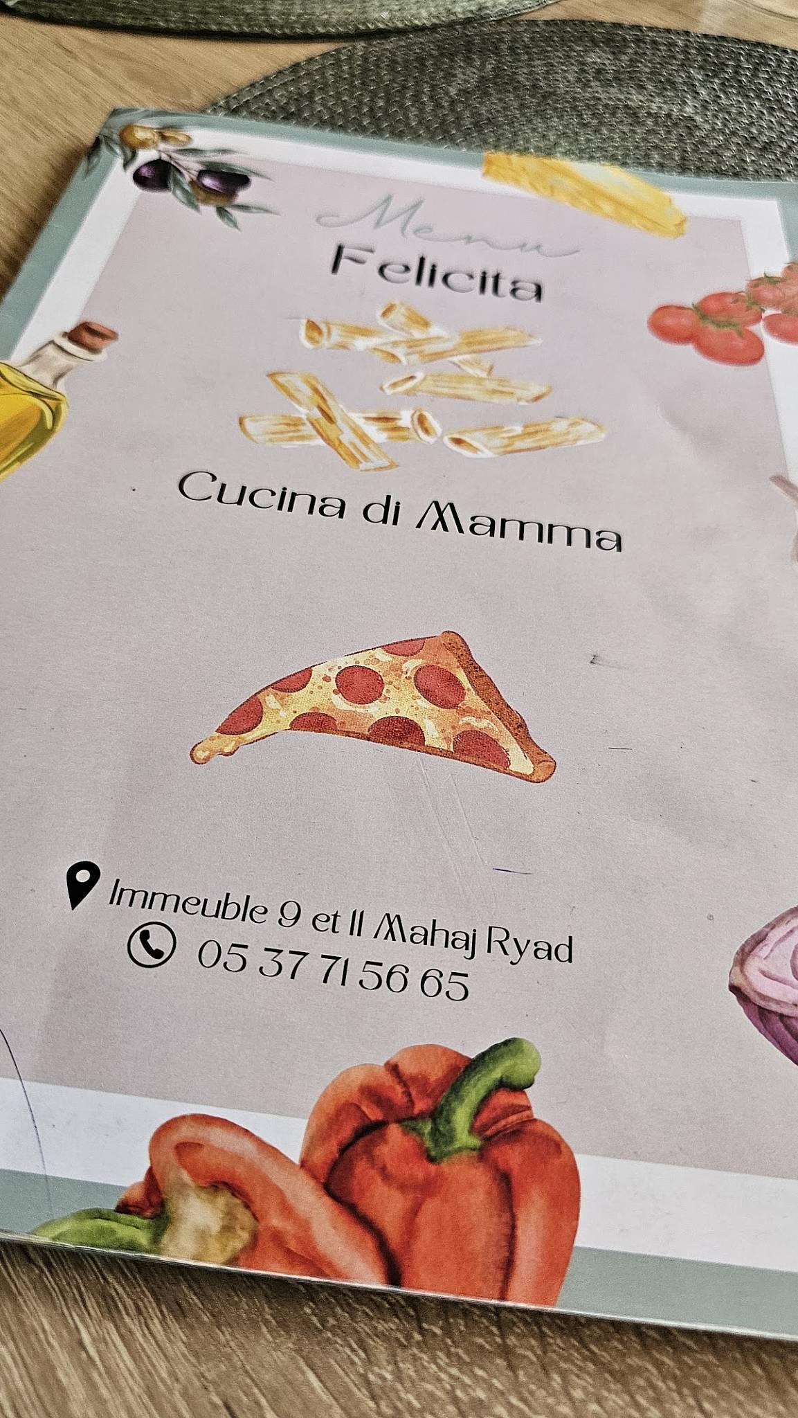 Menu de Felicita