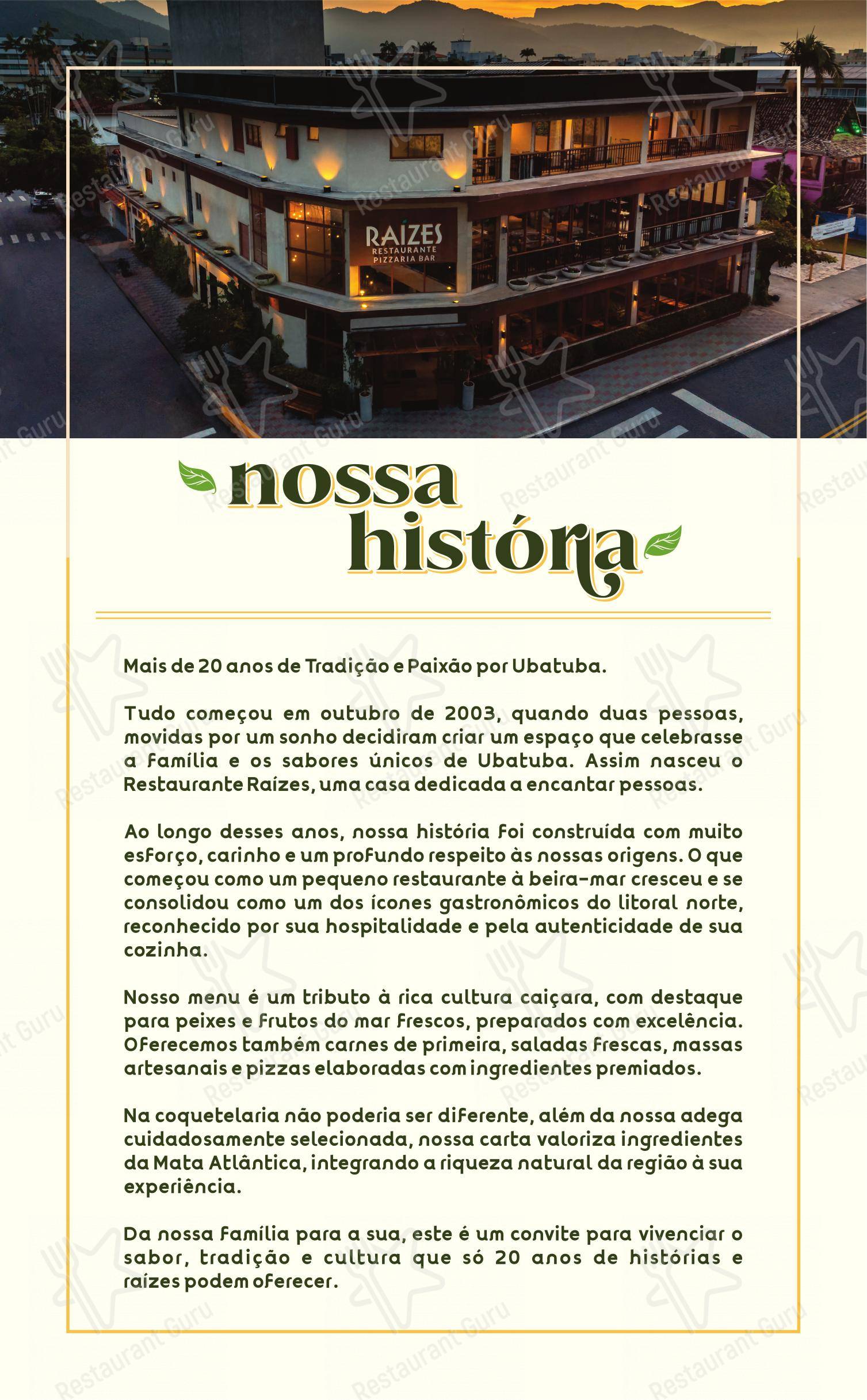 Raízes Restaurante Pizzaria - Menu