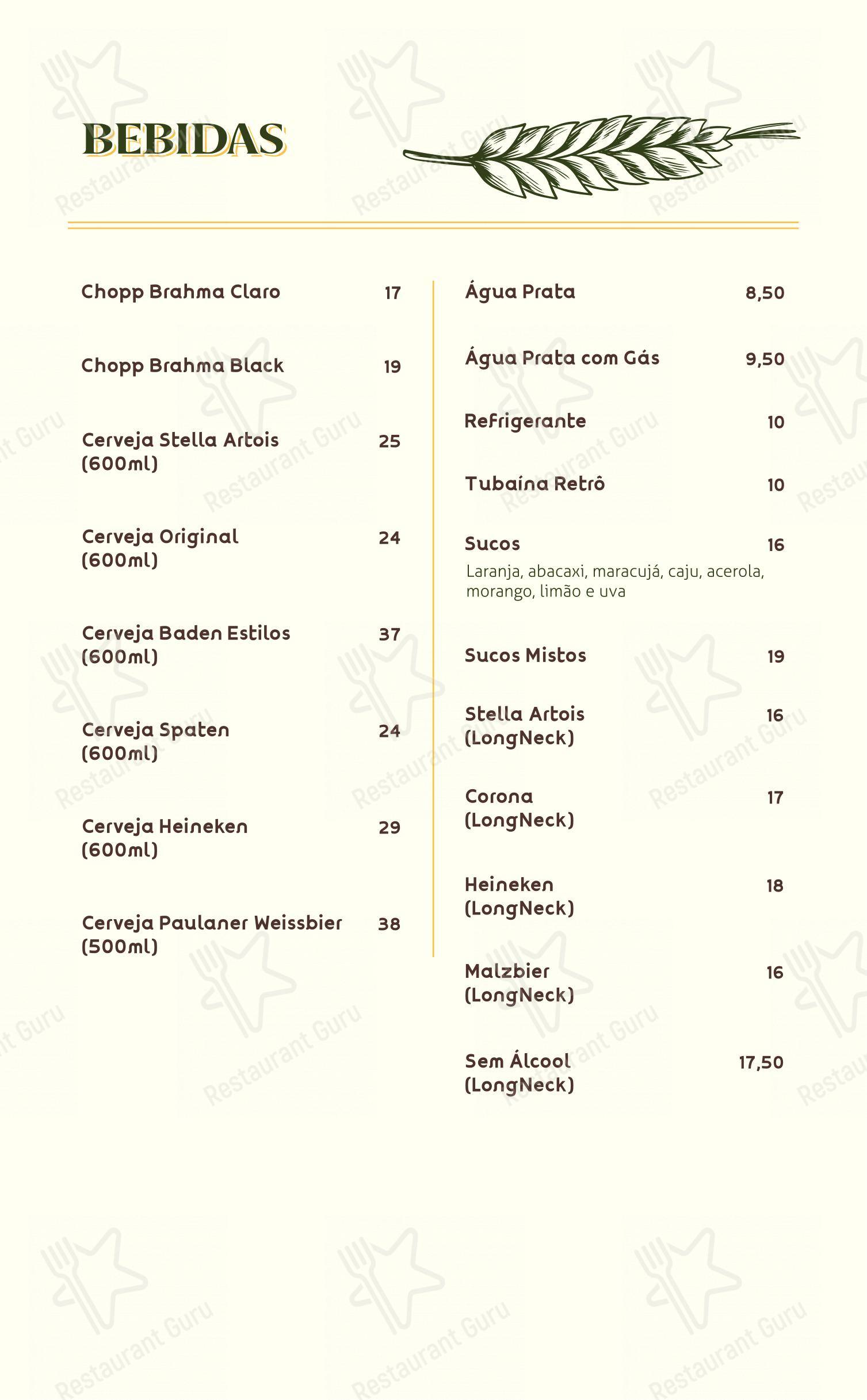 Menu para Raízes Restaurante Pizzaria em Ubatuba