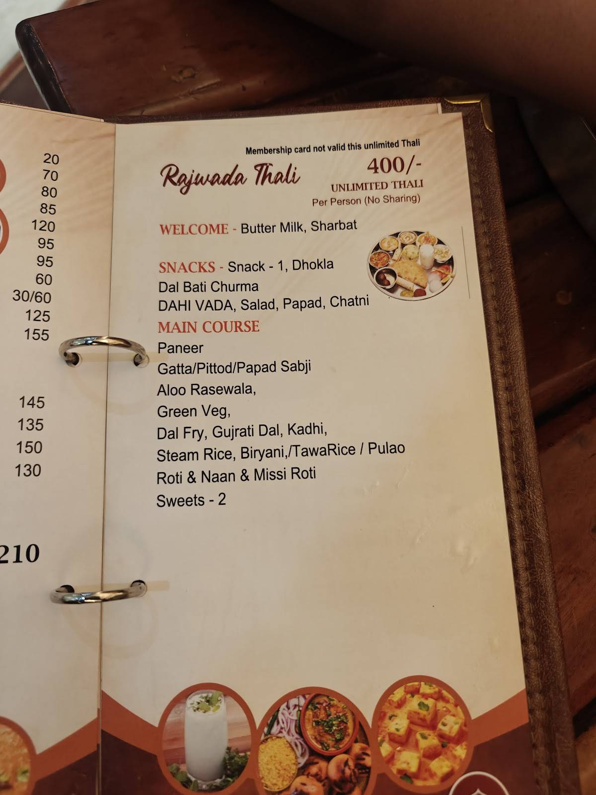 Rajwada menu