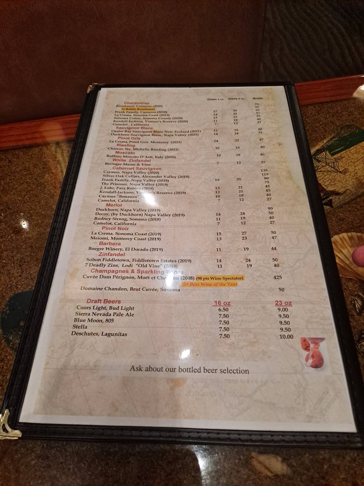 Menu at Rudy's Hideaway Lobsterhouse restaurant, Rancho Cordova