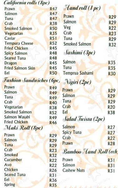 Menu de Golden Rose