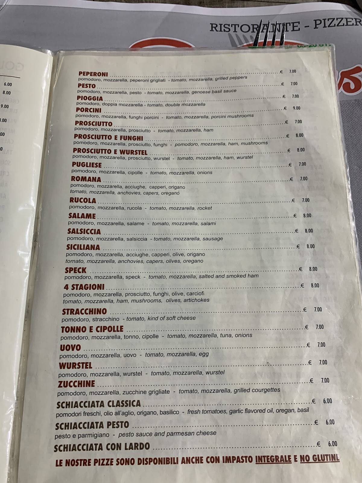 Menu di EL PASO 