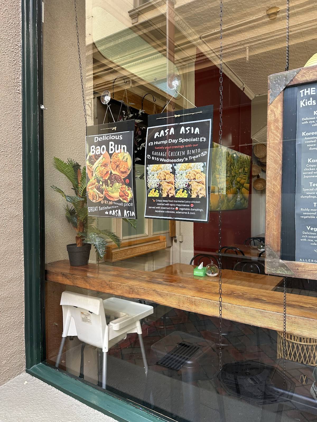 Menu at Rasa Asia restaurant, Timaru