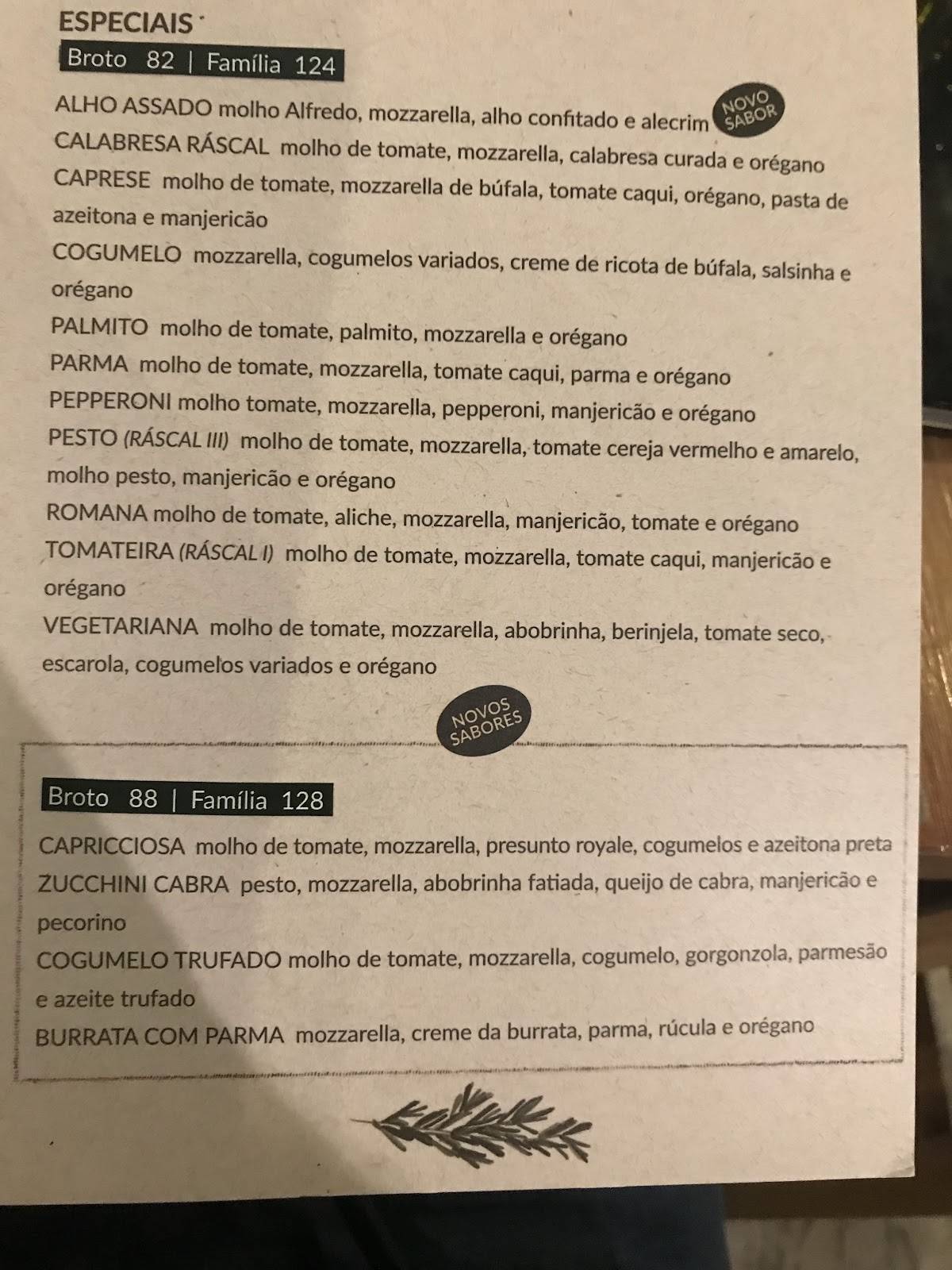 Ráscal Market Place cardápio