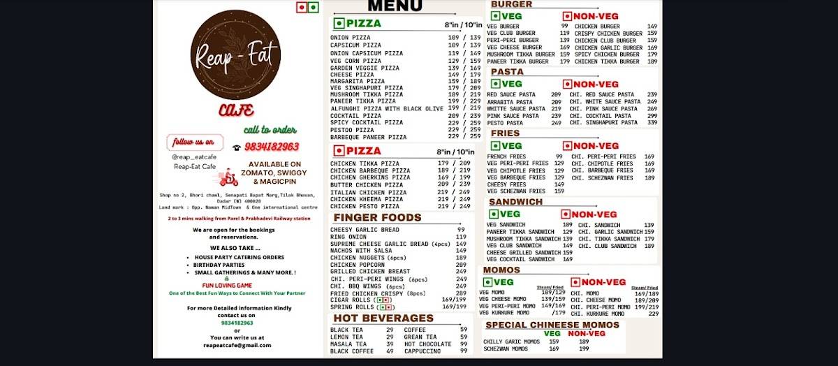 Rep-Eat Cafe menu