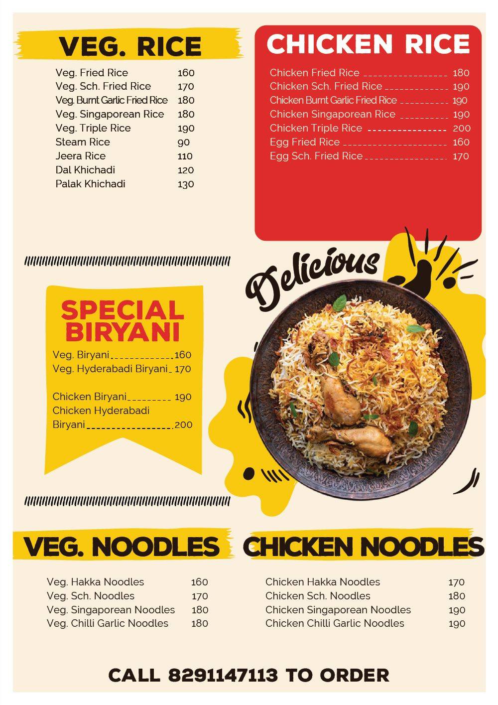 Red Bowl menu