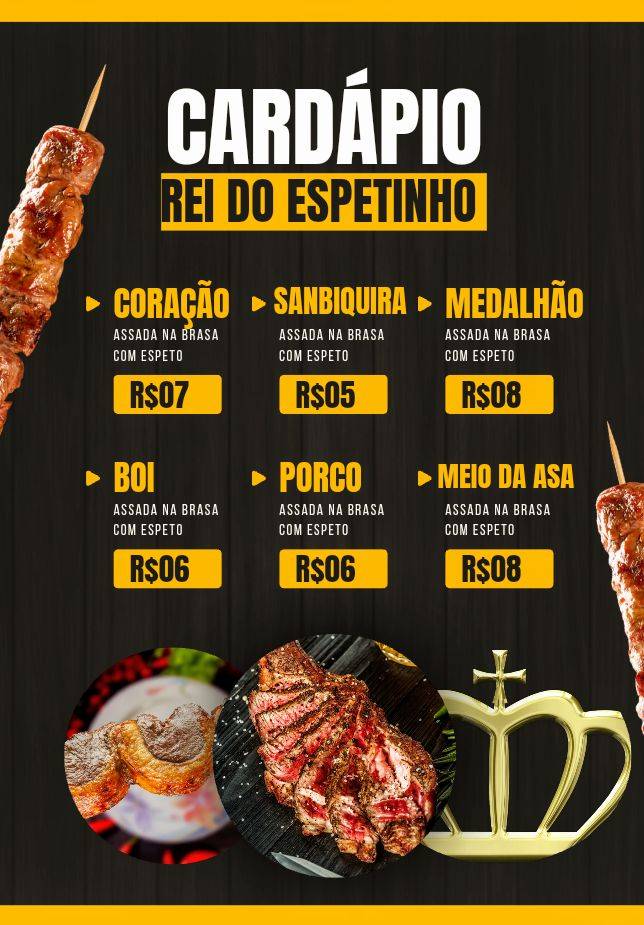 Rei do espetinho cardápio