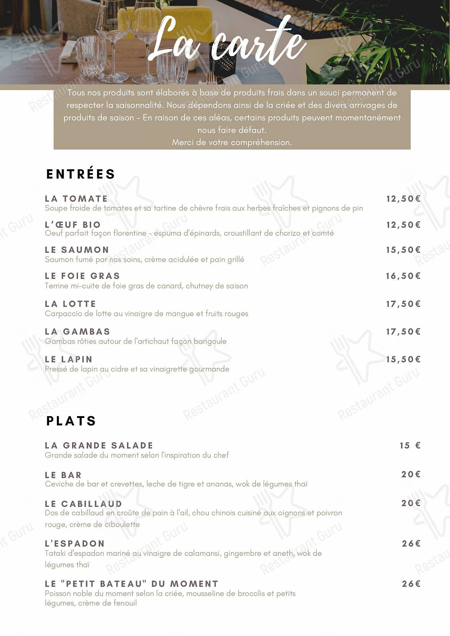 Restaurant Les Halles Saint-Grégoire dans Saint-Grégoire - Vegan Menu
