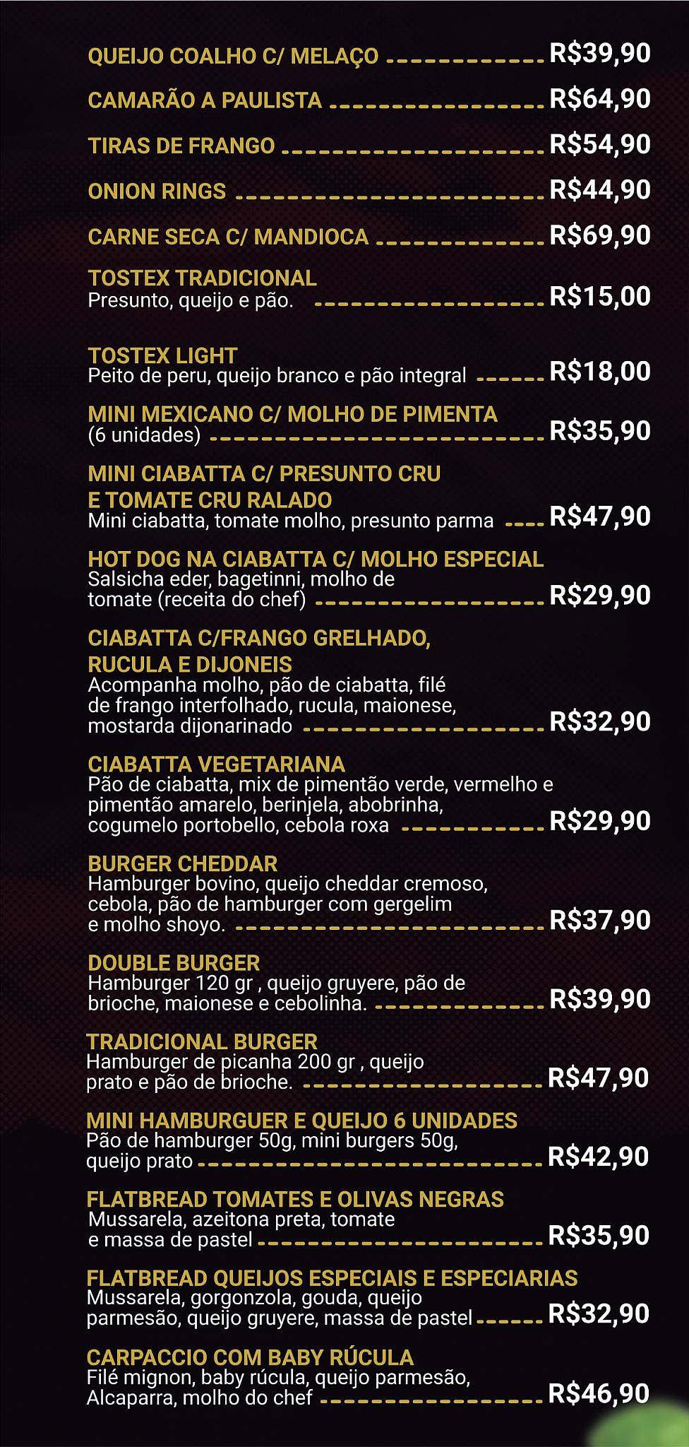 Resenha's Lounge Bar cardápio