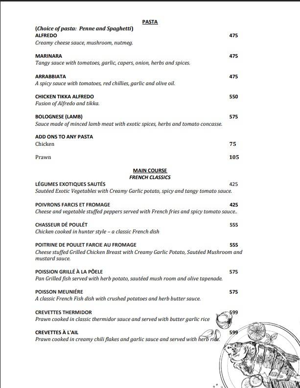 1 RUE SUFFREN - Best Resto Bar Restaurant in White Town - Pondicherry menu