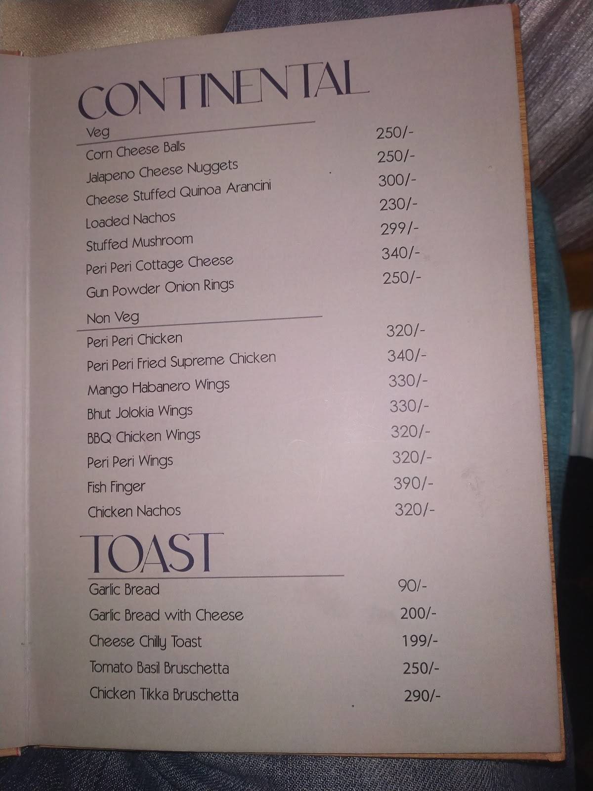 24 Carat Resto Bar menu