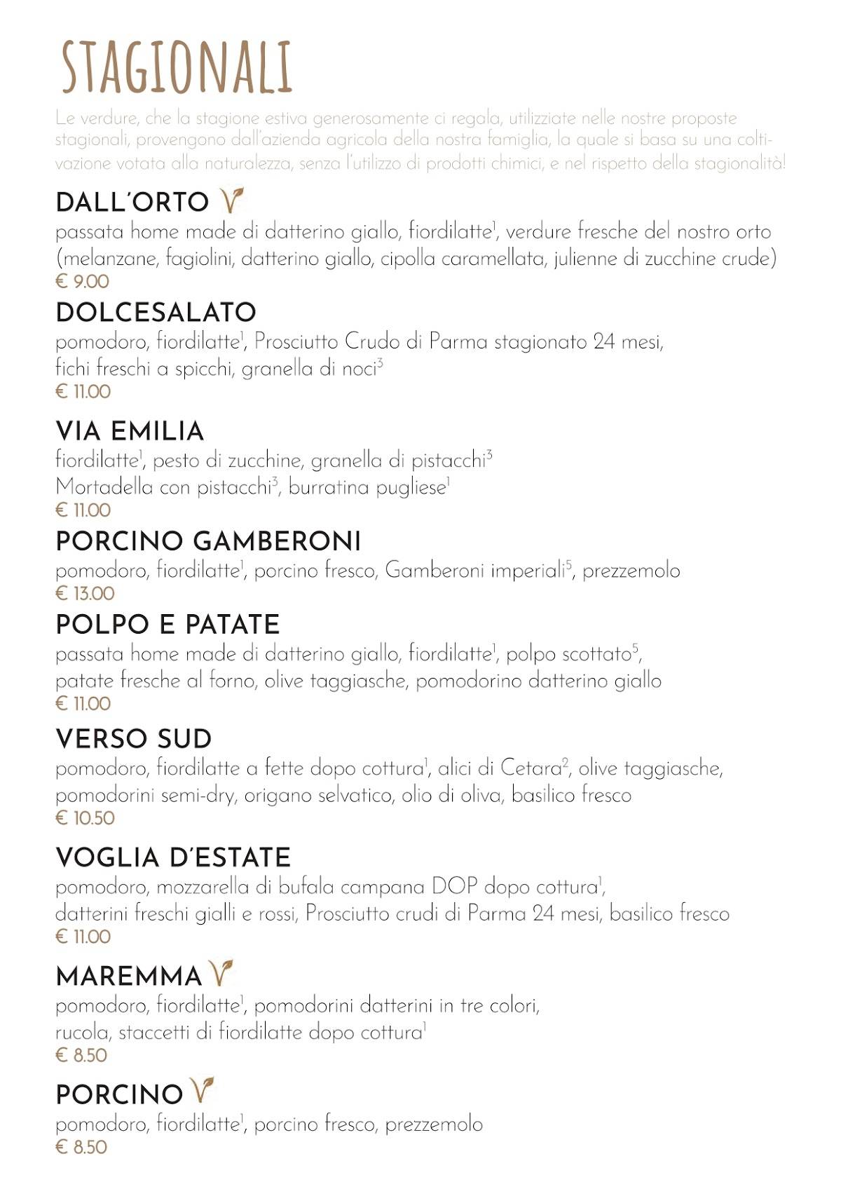 Menu di ALVEOLA' Asolo pizzeria 