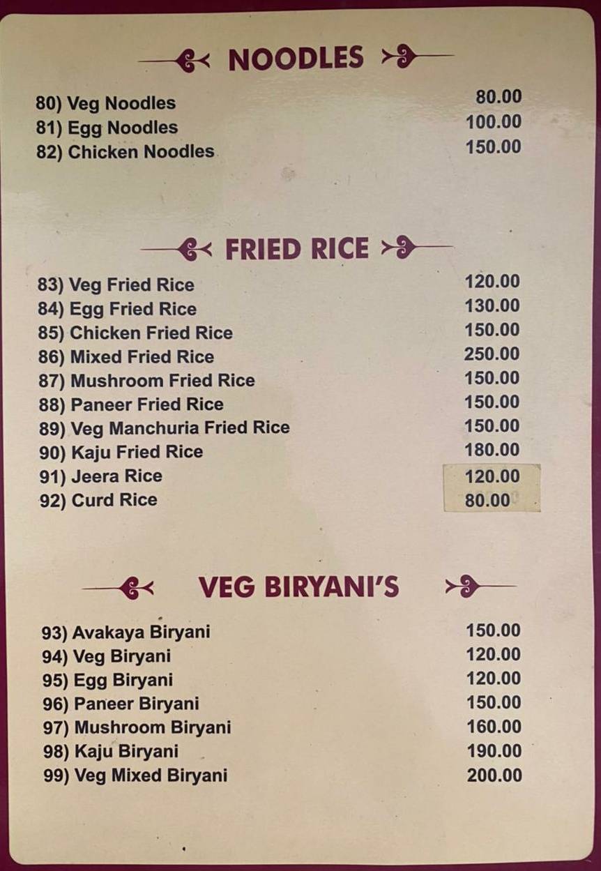 ABHIRUCHI BIRYANI POINT menu