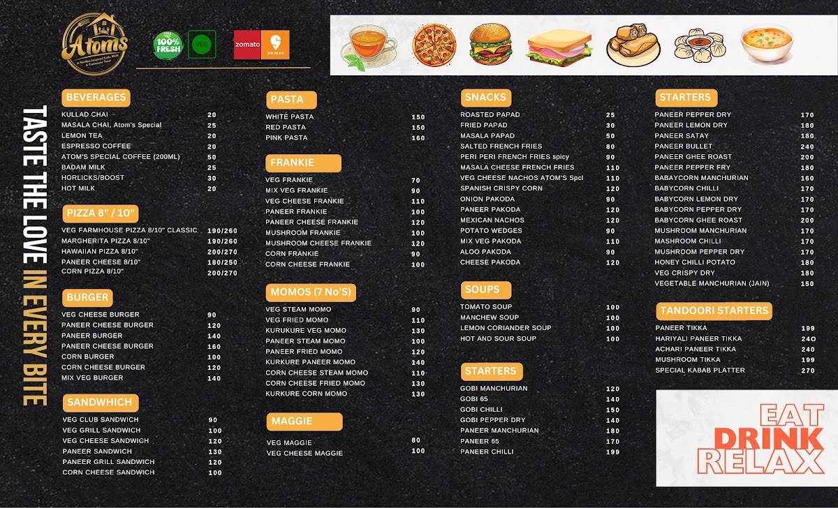 ATOMS RESTO CAFE menu
