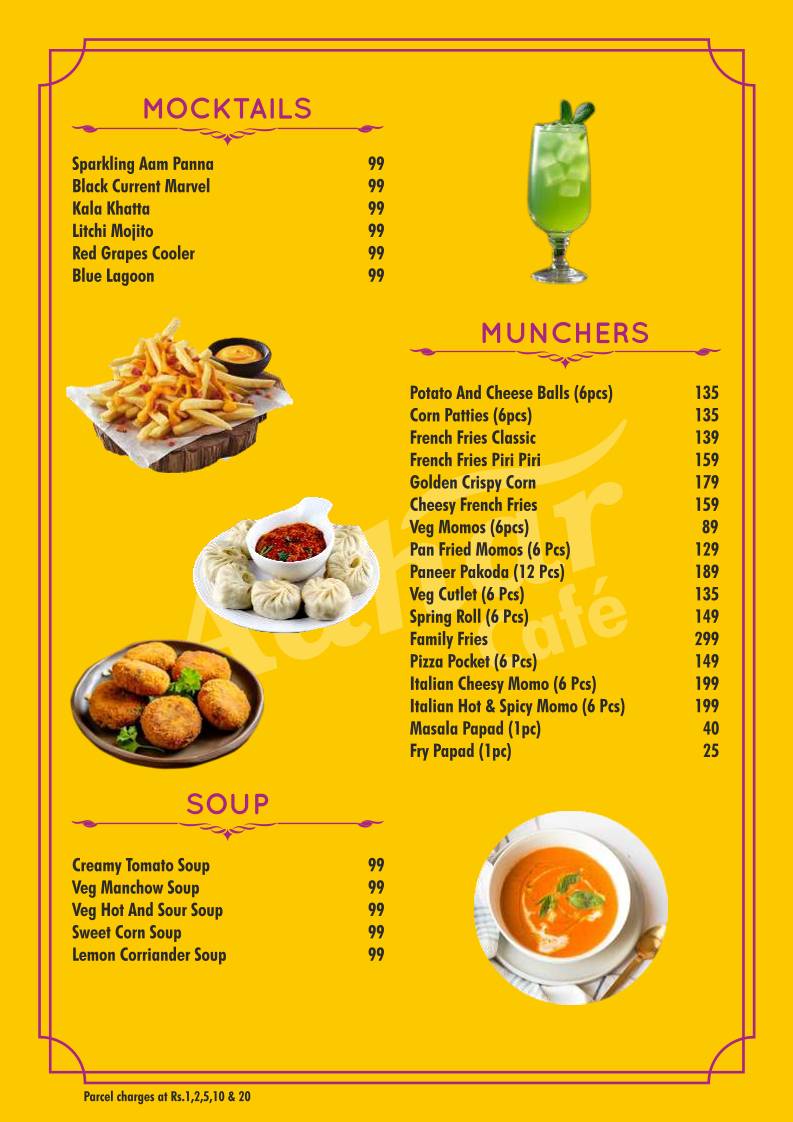 Aahar Cafe menu