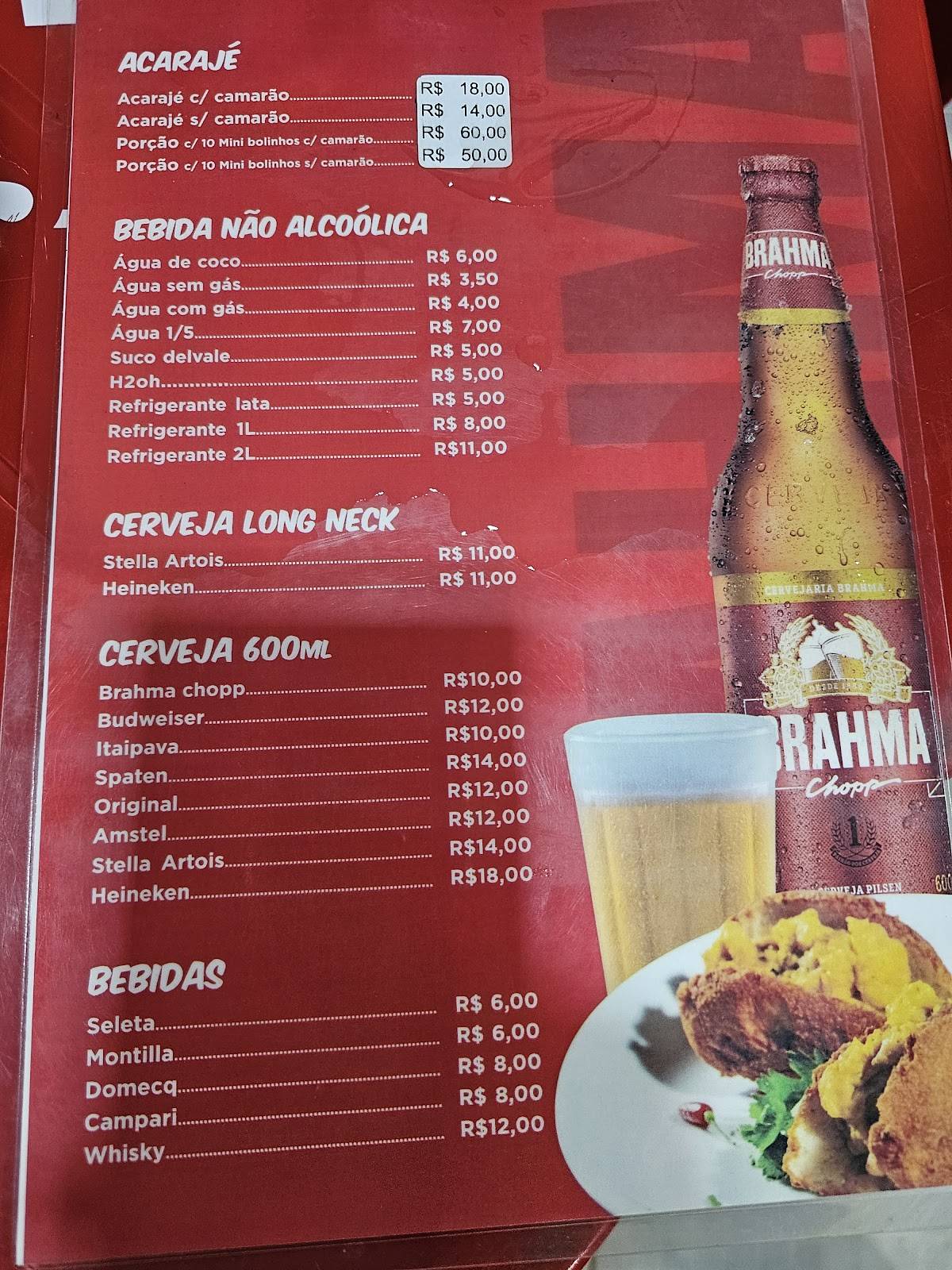 Acarajé da Tia Rose cardápio